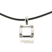 BARAKA' collana Square oro bianco 18kt e caucciù nero referenza GC20922 new